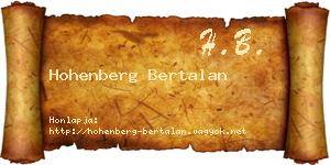 Hohenberg Bertalan névjegykártya